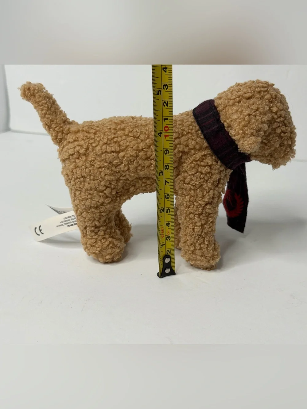 Victoria's Secret PINK Plush Sherpa Mini Dog Tan red scarf - Holiday 2024 - Picture 7 of 9